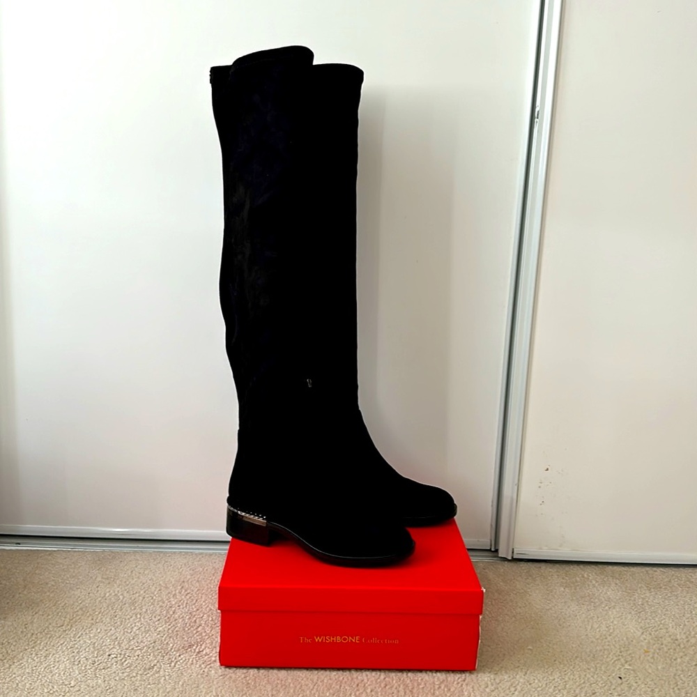 WISHBONE - Over Knee High Tall Block suede boots - Picture 2 of 5